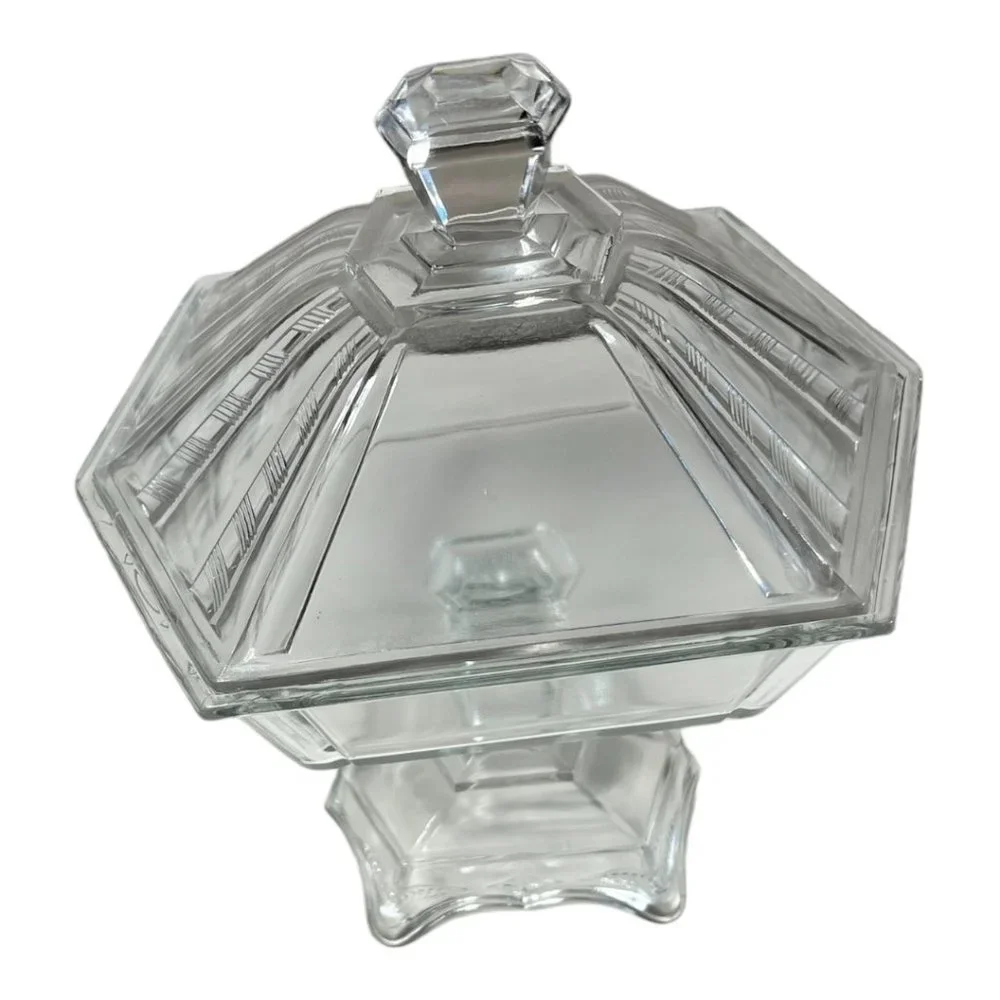 Early American Glass Compote‎ Dish With LId
